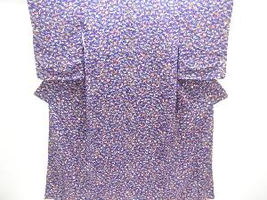 縮緬地蝶に花鳥模様小紋着物